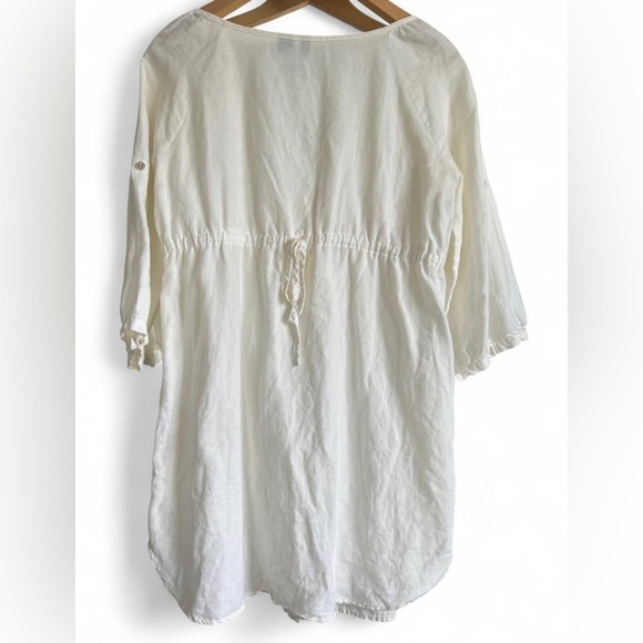 Mango Womens White Peasant Cottagecore Prairie Cotton Button Down Dress Medium - Picture 2 of 14